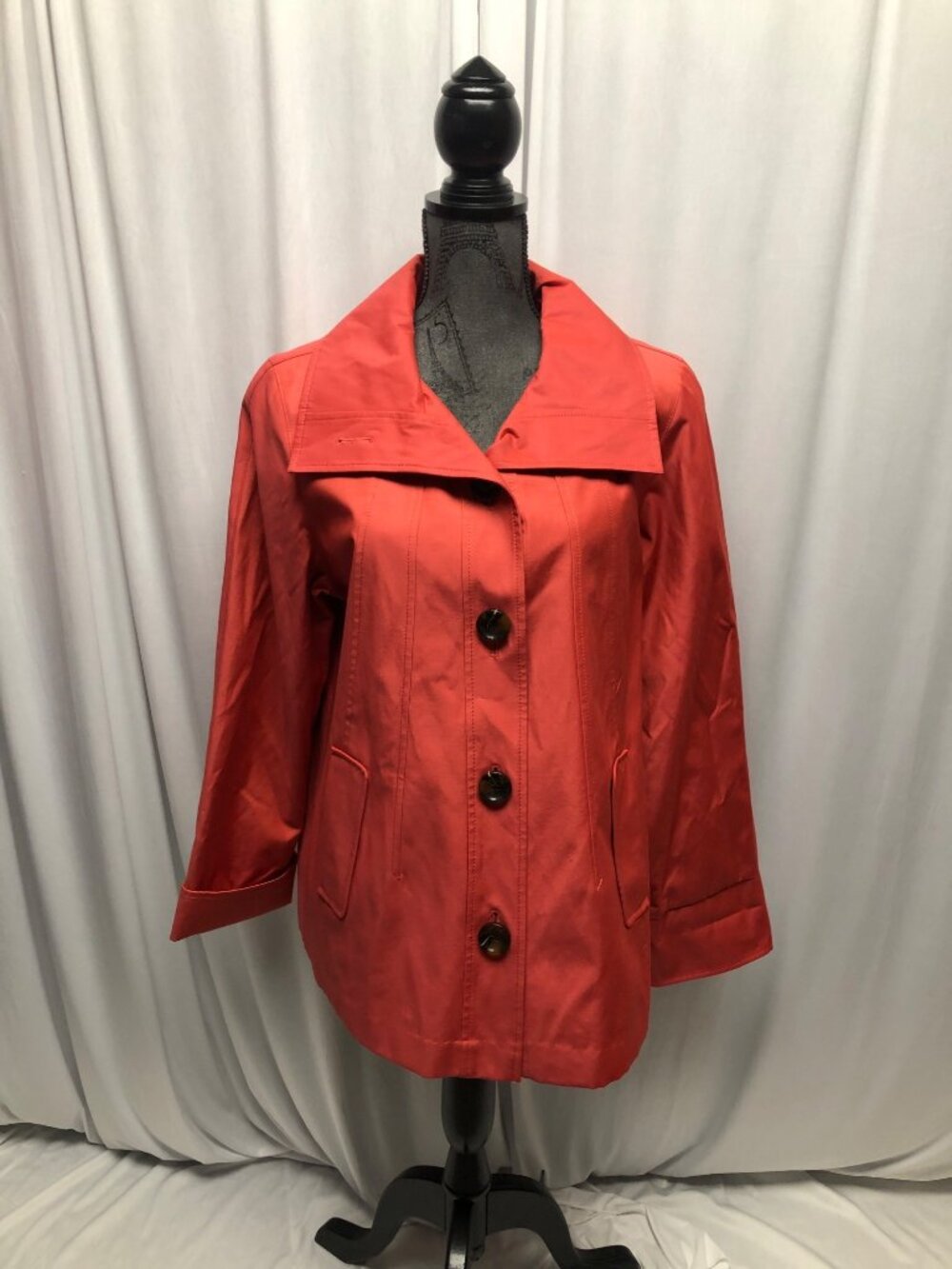 Portrait Jacket Womens Size Large Coral Button Up Lined Coat